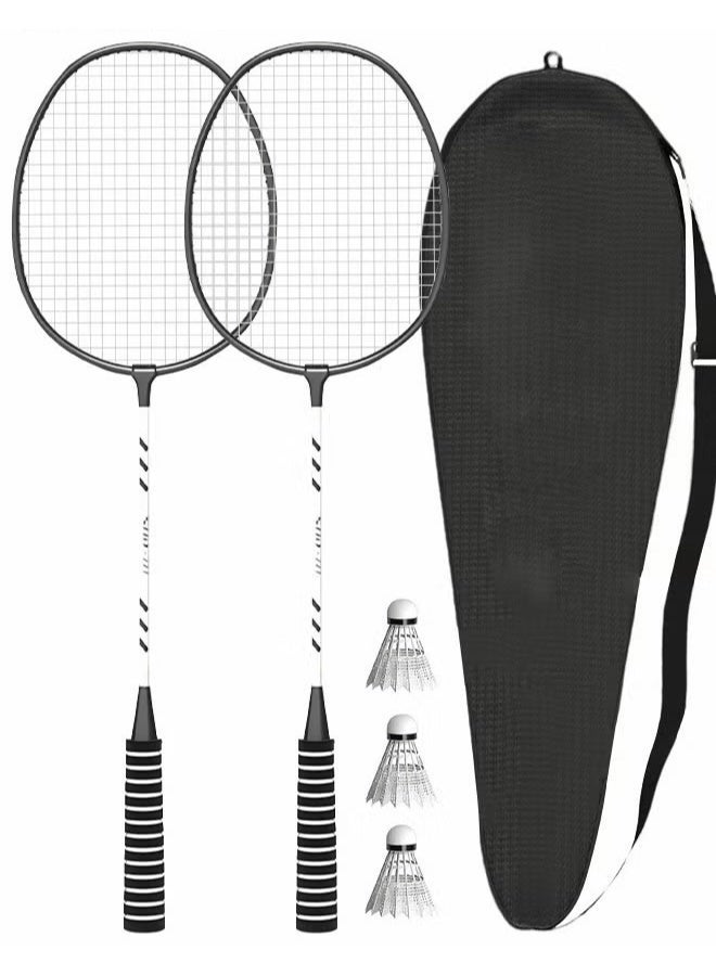 Badminton Set, Lightweight Alloy Badminton Rackets, Sturdy and Durable, Includes 2 Badminton Rackets, 3 Nylon Shuttlecocks, And 1 Racket Bag, Outdoor Sports Accessories - Image 1